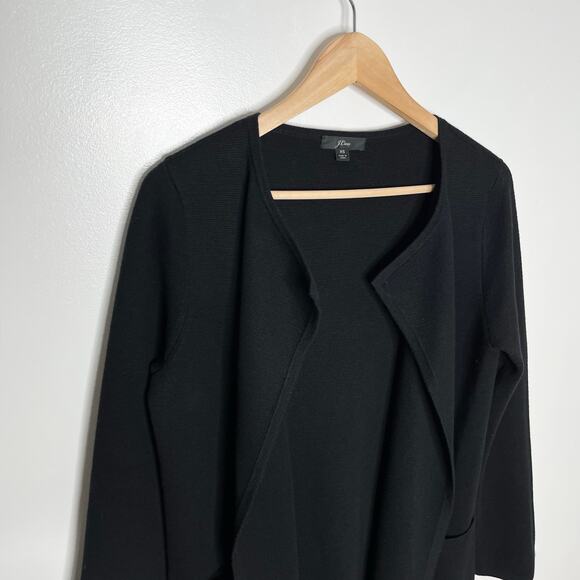 J. Crew Open Front Sweater Blazer Womens XS Black Merino Wool Classic Pockets - Picture 4 of 10